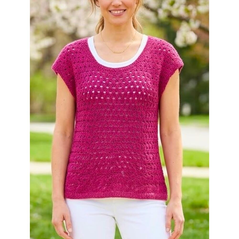 COLDWATER CREEK Fuchsia Open Knit Sweater Layering Size S/8